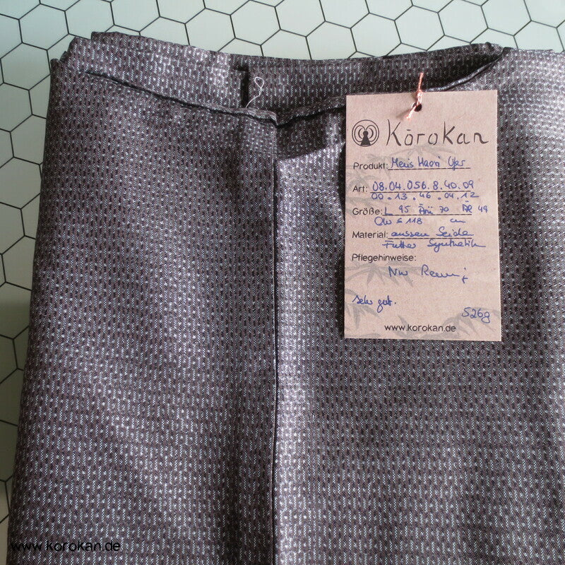 Uferlandschaftsfutter Haori Kimonojacke, hellgrau - taupe Seide