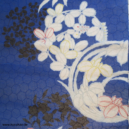 Blumenrondelle halbtransparentes blau Rho Seide