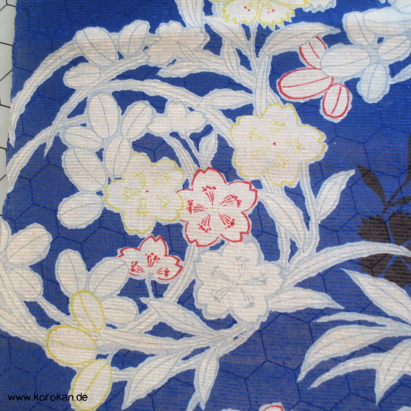Blumenrondelle halbtransparentes blau Rho Seide