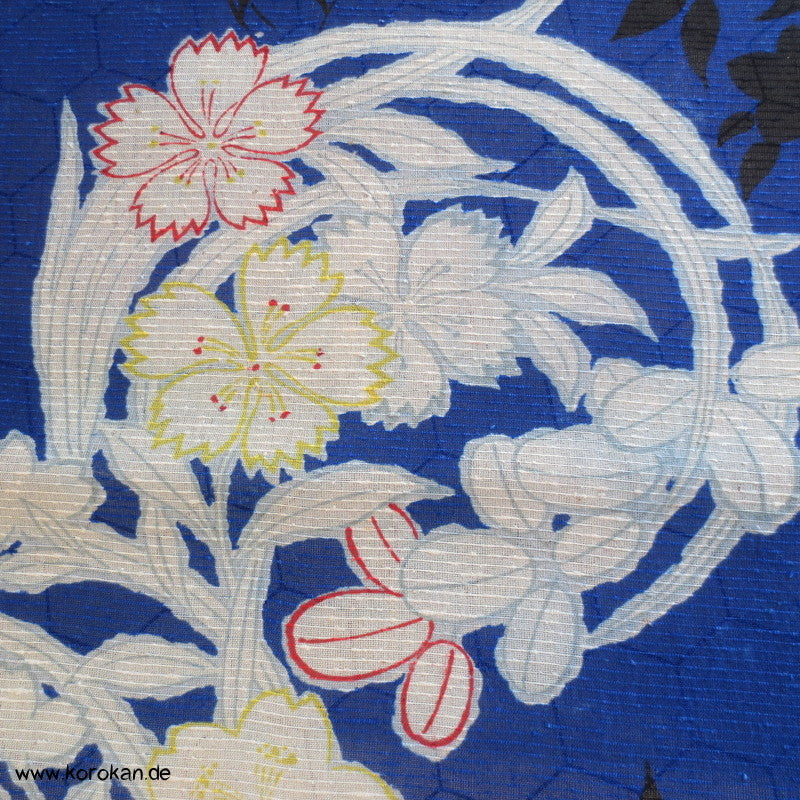 Blumenrondelle halbtransparentes blau Rho Seide