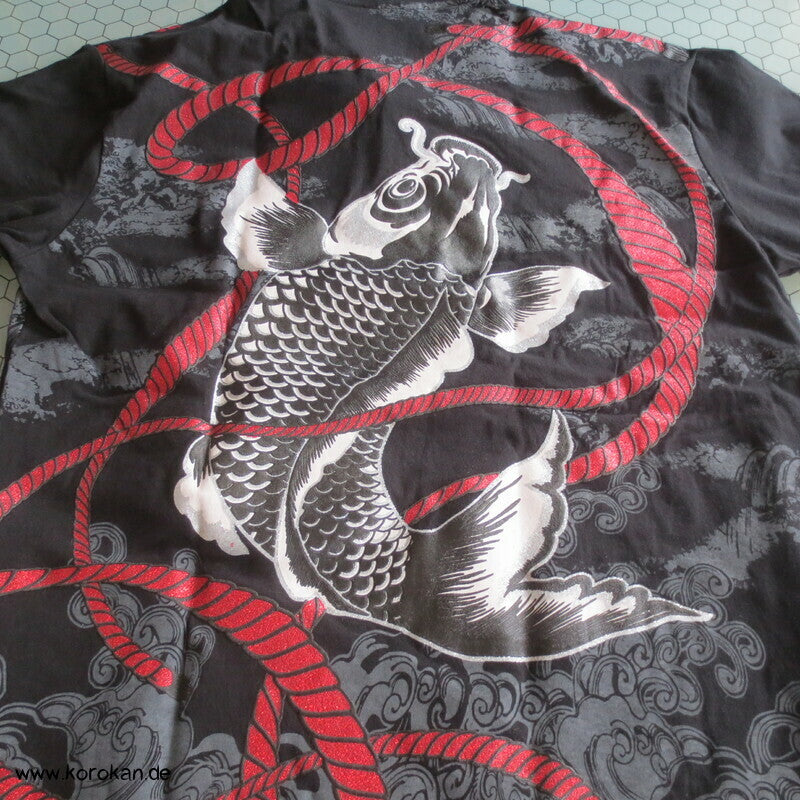 Polo Shirt mit Koi Print mit Glitzer