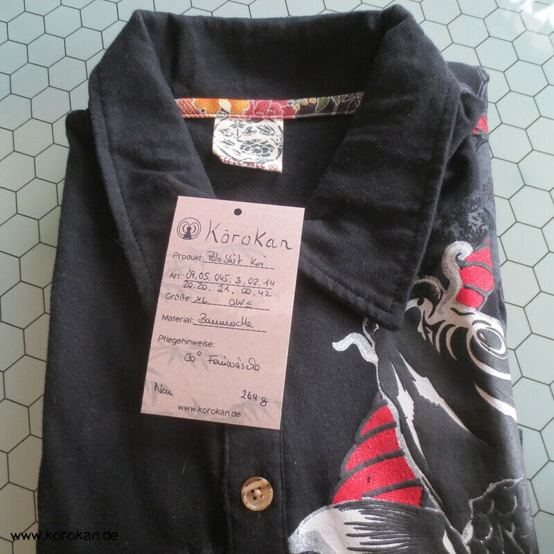 Polo Shirt mit Koi Print mit Glitzer