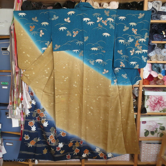 Homongi Kimono Seidencrepe Sandstrand zwischen Himmel und Wasser