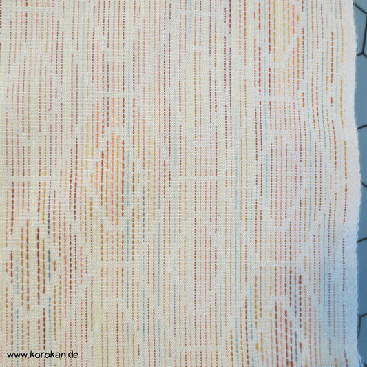 Kikko bunt auf hellem Grund Tsumugi Kimono Seidenjacquard aus Japan