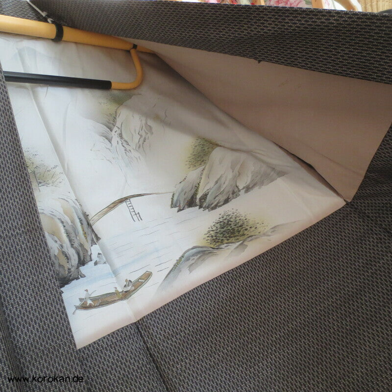 braune Seiden Tsumugi Haori mit Wasserfall Futter