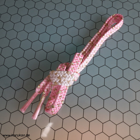 rosa - weiß - goldener Zopf Obijime, geflochten