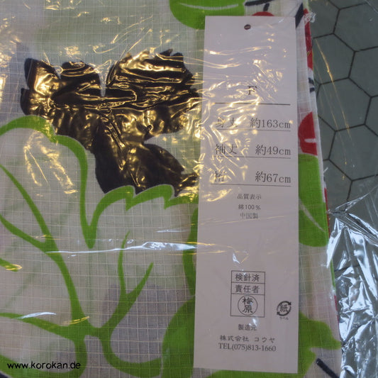 Nadeshiko Nandina Yukata, reine Baumwolle, klare Farben