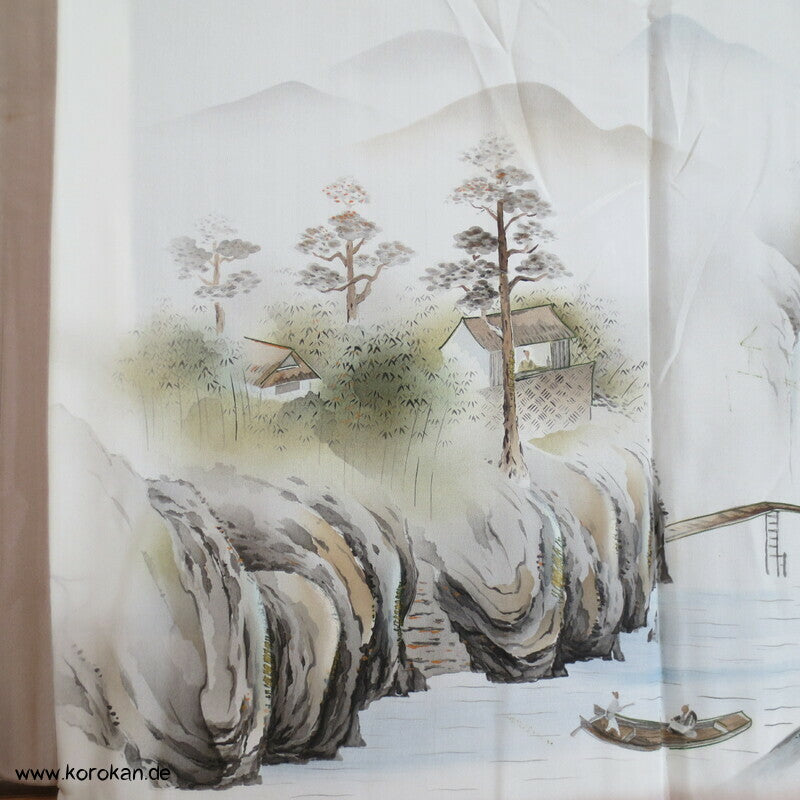 braune Seiden Tsumugi Haori mit Wasserfall Futter
