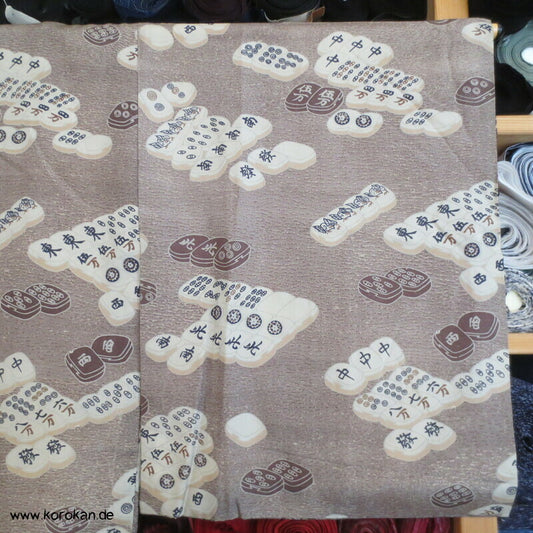 Männer Juban Unter Kimono mit Mah Jong Spielsteinen Honan Seide