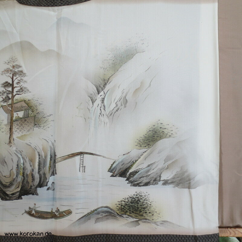 braune Seiden Tsumugi Haori mit Wasserfall Futter
