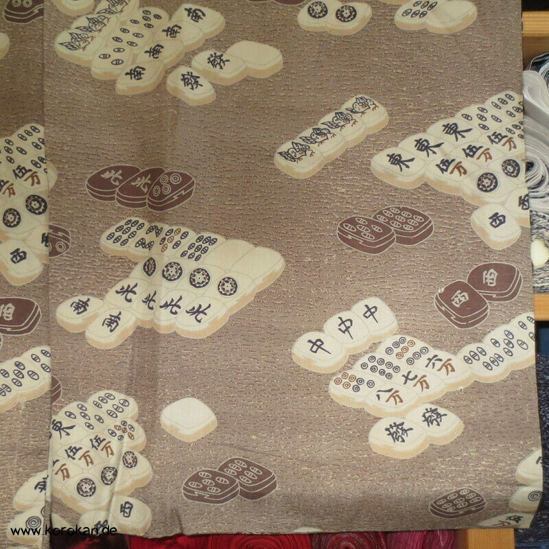 Männer Juban Unter Kimono mit Mah Jong Spielsteinen Honan Seide