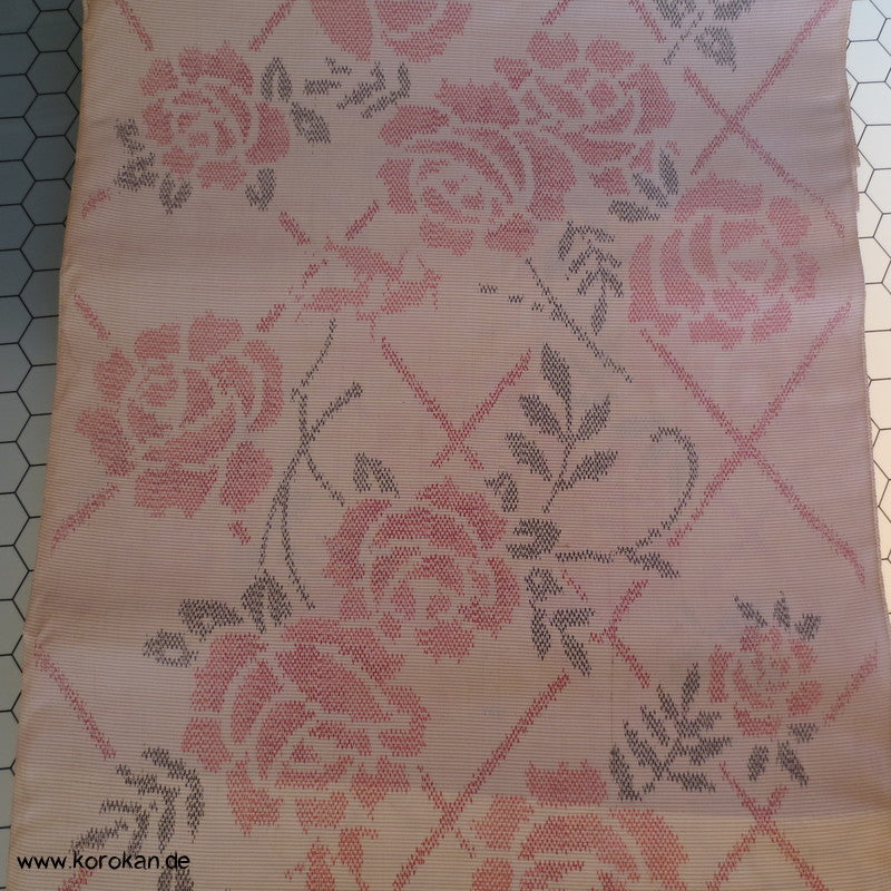 Art Deco Rosen Kasuri Tsumugi Kimono Seiden