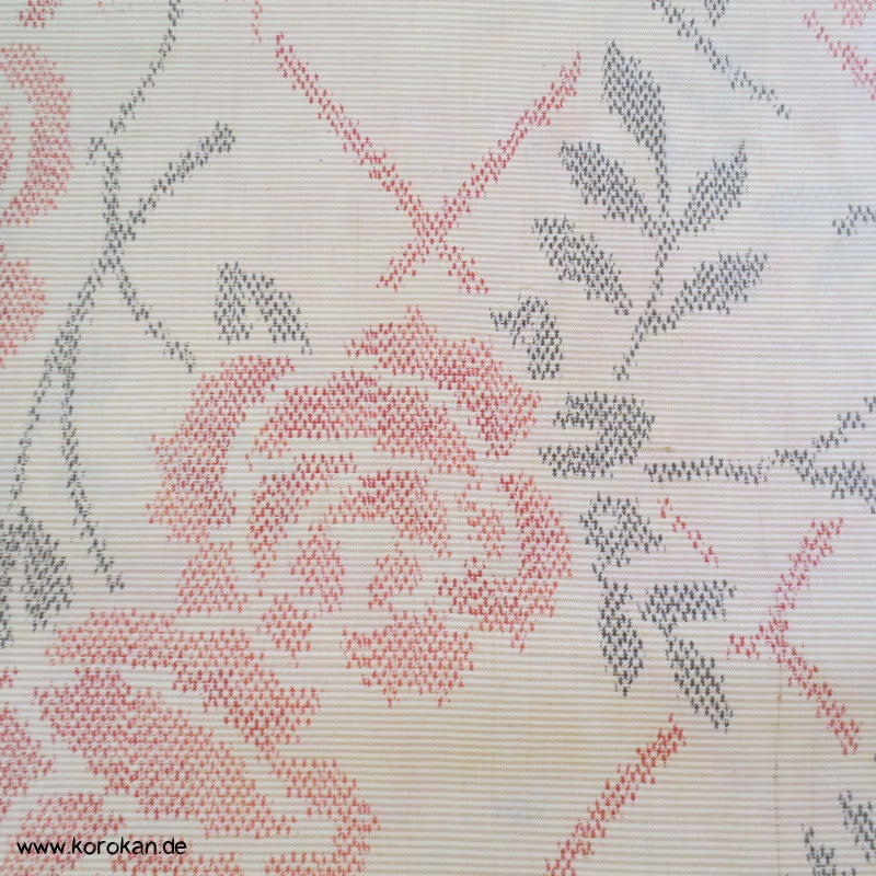 Art Deco Rosen Kasuri Tsumugi Kimono Seiden