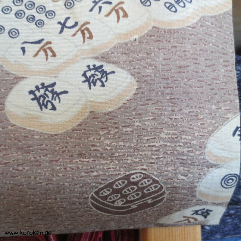 Männer Juban Unter Kimono mit Mah Jong Spielsteinen Honan Seide