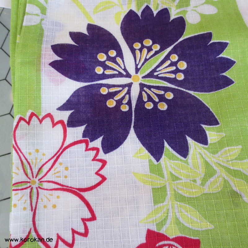 Nadeshiko Nandina Yukata, reine Baumwolle, klare Farben