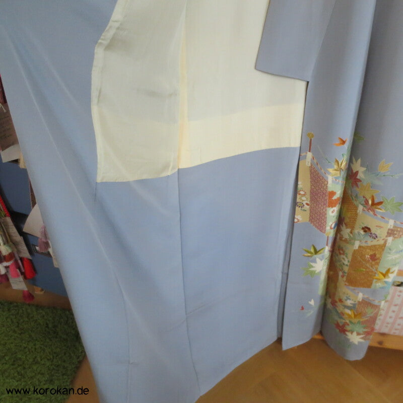 Kicho Vorhangwand Homongi Seidencrepe Kimono, teilbestickt