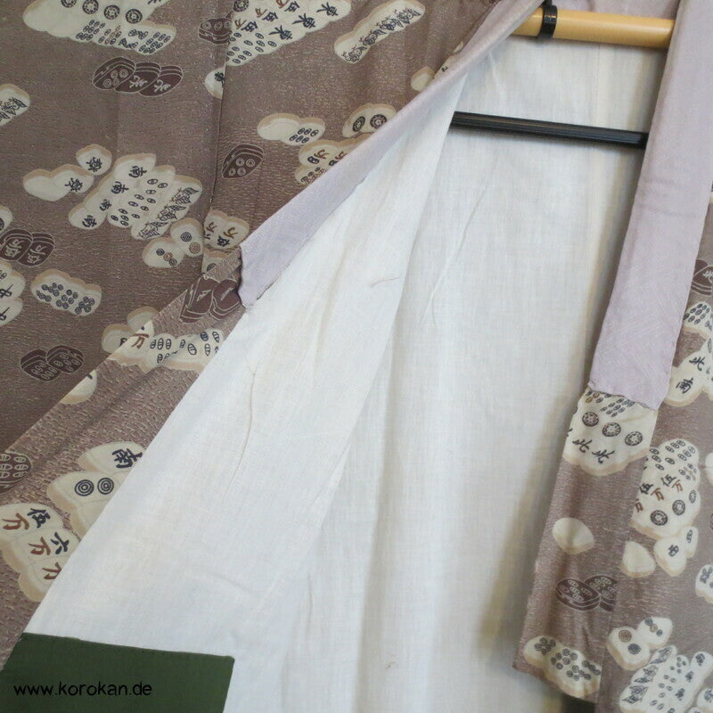 Männer Juban Unter Kimono mit Mah Jong Spielsteinen Honan Seide
