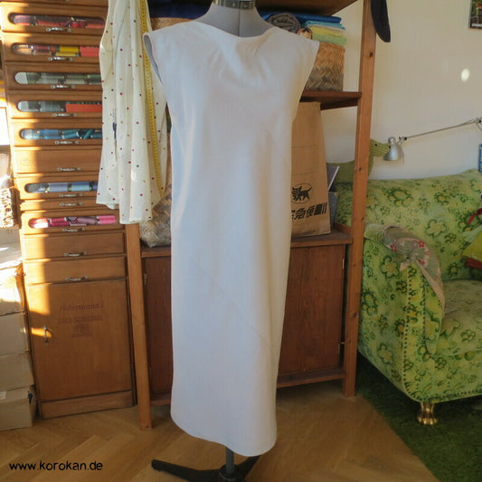 Bias Cut Kleid japanischer Kimono Tsumugi Seiden Crepe, hellgrau