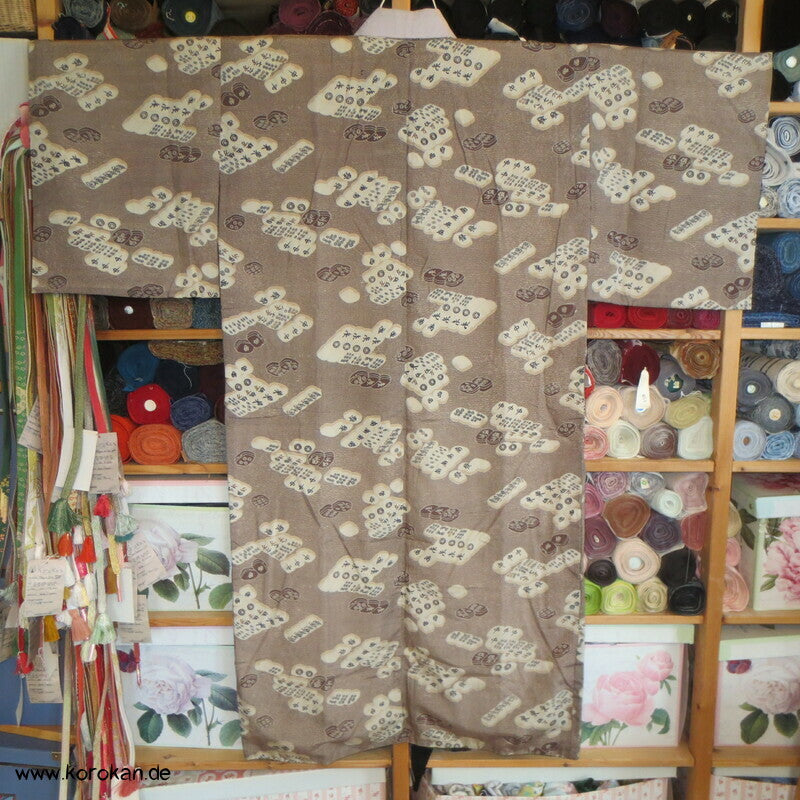 Männer Juban Unter Kimono mit Mah Jong Spielsteinen Honan Seide