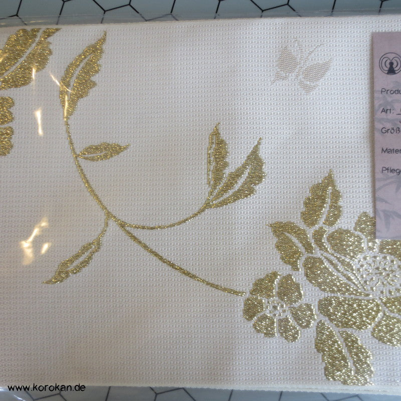 creme hell mit goldene Lurex Blumen Obi für Yukata, etc..