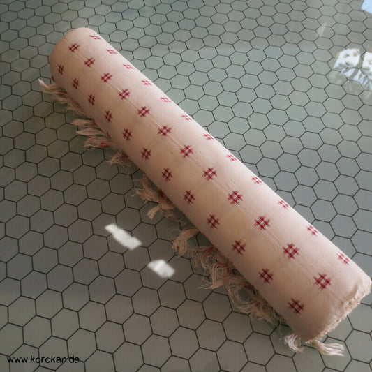 Igeta Kasuri rostrot, natur Tsumugi Kimono Seide