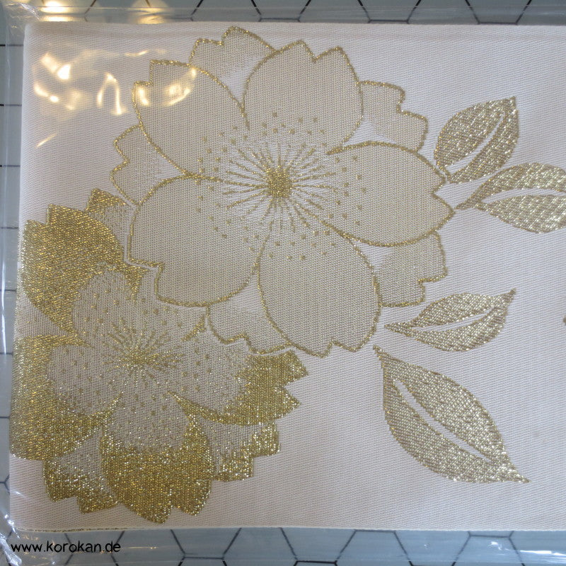 creme hell mit goldene Lurex Blumen Obi für Yukata, etc..