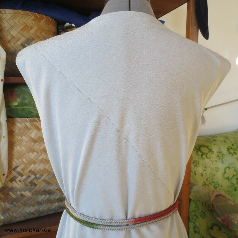 Bias Cut Kleid japanischer Kimono Tsumugi Seiden Crepe, hellgrau