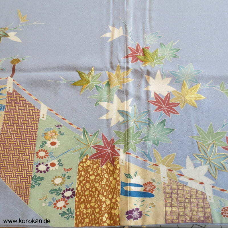 Kicho Vorhangwand Homongi Seidencrepe Kimono, teilbestickt