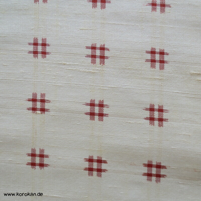 Igeta Kasuri rostrot, natur Tsumugi Kimono Seide