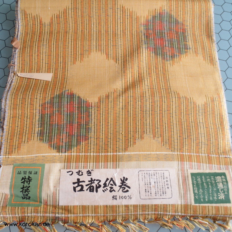japanische Kikko Kasuri Tsumugi Kimono Seide Stoffrolle