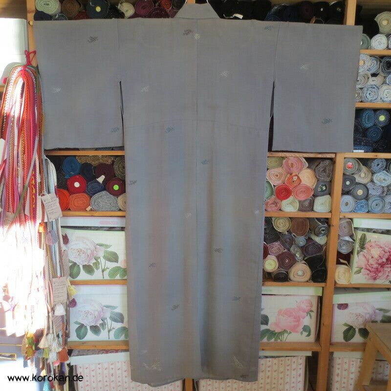 feine Wellen in grau Hitoe Kimono Seidenjacquard