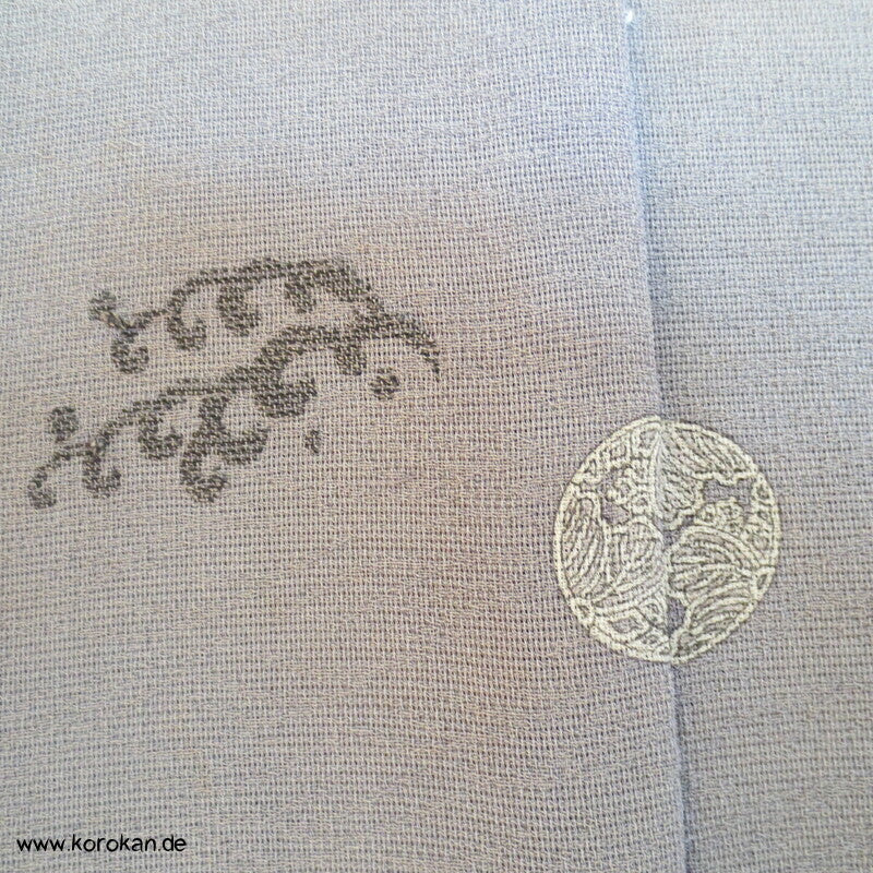 feine Wellen in grau Hitoe Kimono Seidenjacquard