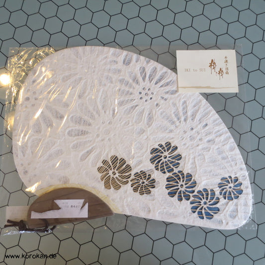 Iki to Sui Ume Papierfächer mit Holzgriff - nicht klappbar