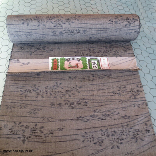 Blüten, Blätter, verwaschen, Kimono Wollmischgewebe