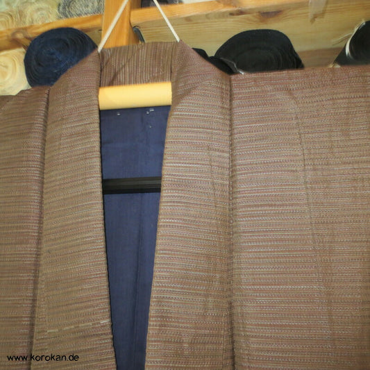 brauner Komon Tsumugi Kimono