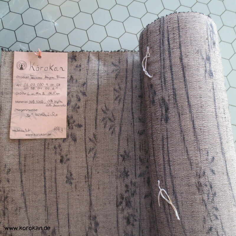 Blüten, Blätter, verwaschen, Kimono Wollmischgewebe