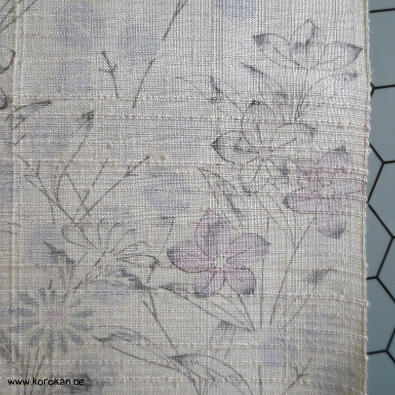 Blumendruck Tsumugi grobgewebte Kimono Seide