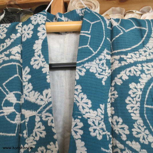 antiker japanischer Genji Guruma, Wellen Rho Seide Hitoe Komon Kimono