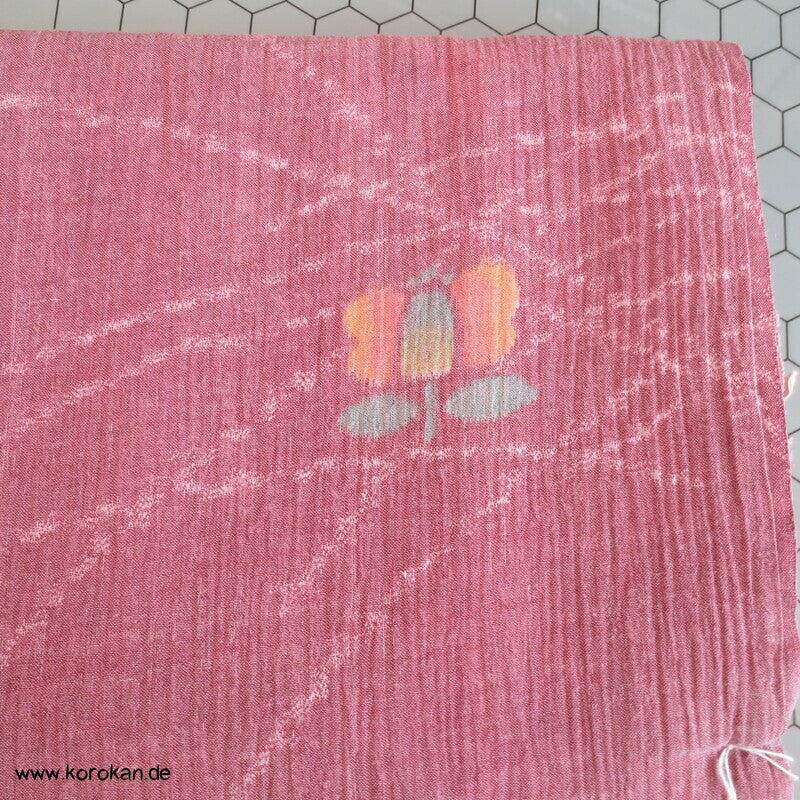 Kamelien, Gräser Kasuri Kimono japanischer Hanf / Baumwoll Krepp