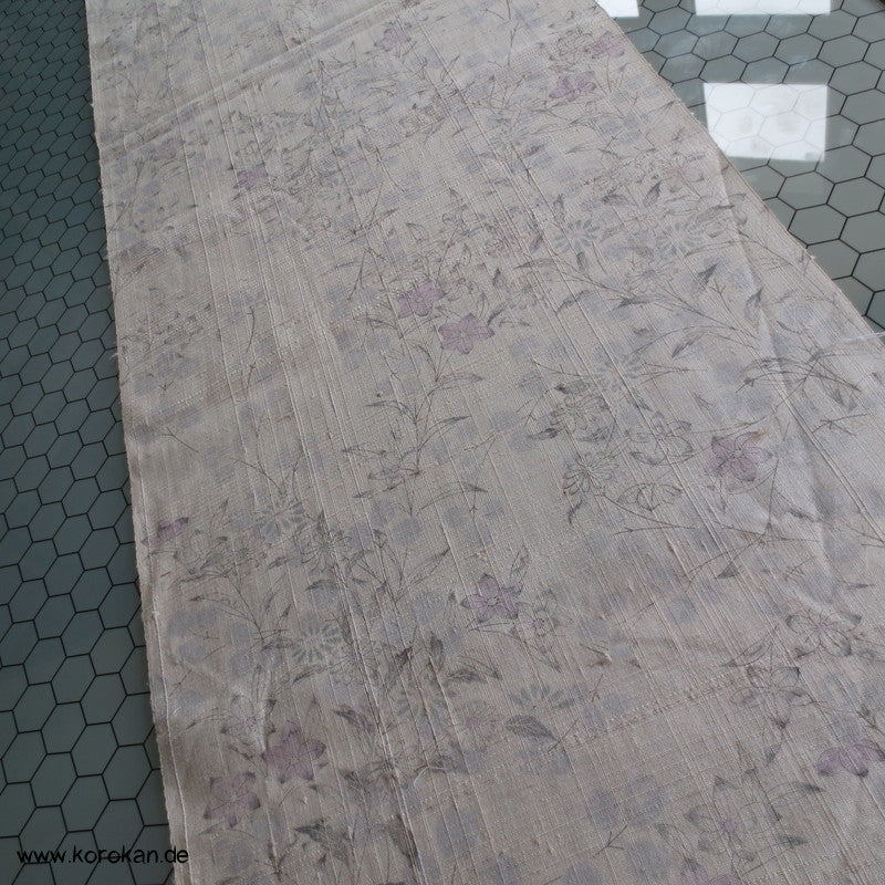 Blumendruck Tsumugi grobgewebte Kimono Seide