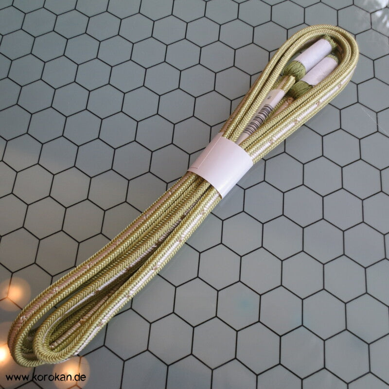 schilf weiß gold Obijime, Seide / Lurex, innenliegende Kordel, neu mit Etikett