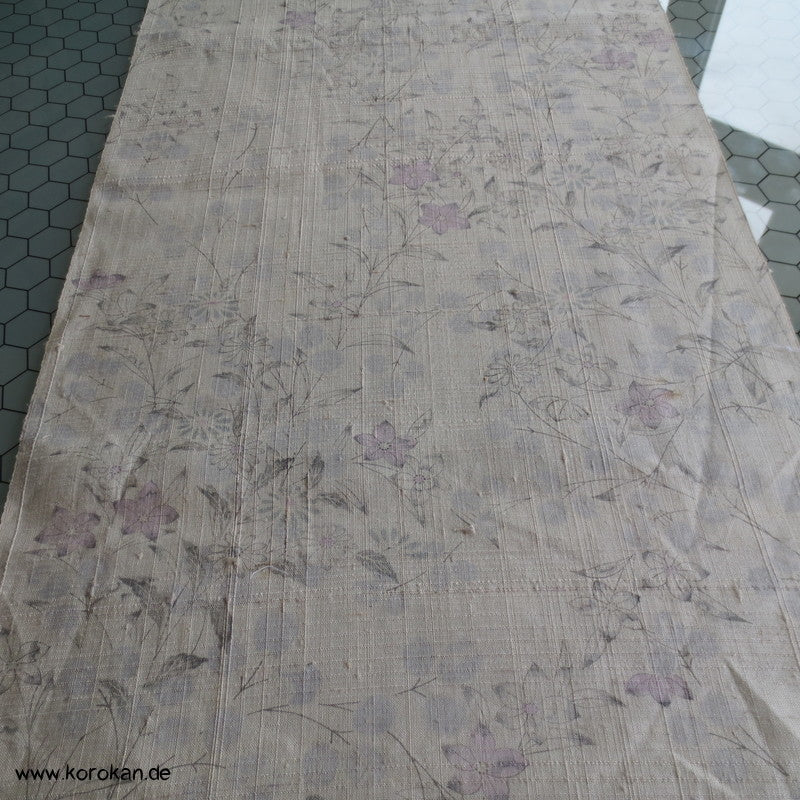 Blumendruck Tsumugi grobgewebte Kimono Seide