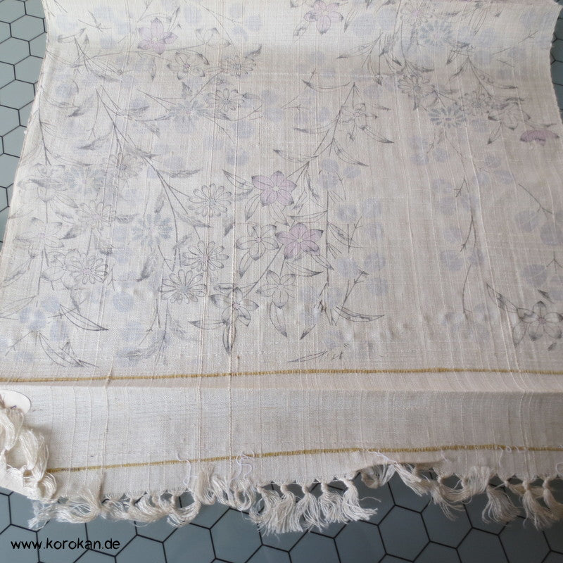 Blumendruck Tsumugi grobgewebte Kimono Seide