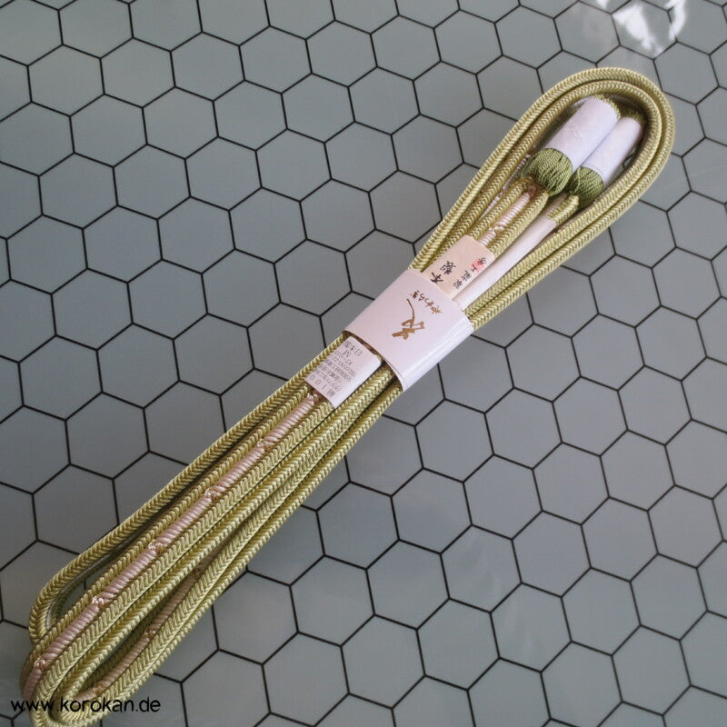 schilf weiß gold Obijime, Seide / Lurex, innenliegende Kordel, neu mit Etikett