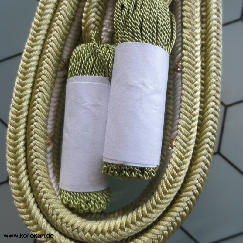 schilf weiß gold Obijime, Seide / Lurex, innenliegende Kordel, neu mit Etikett