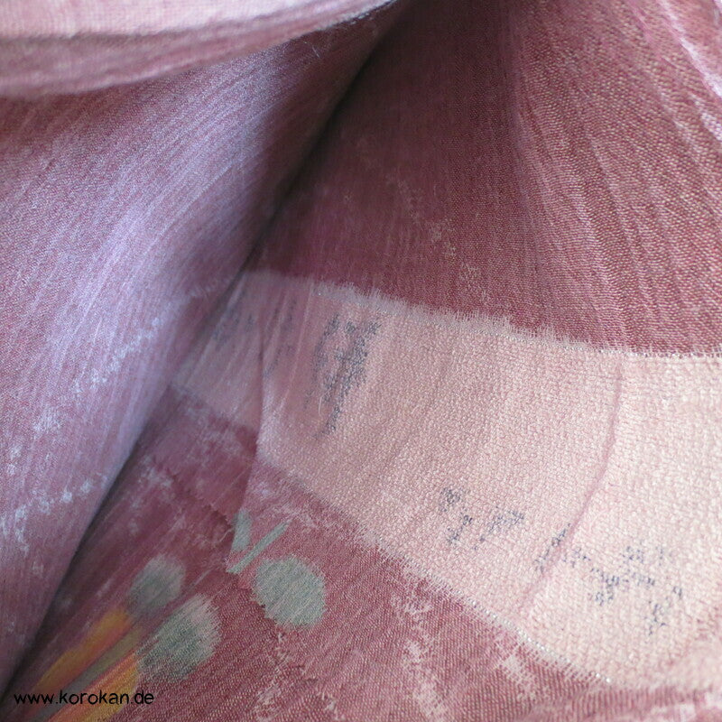 Kamelien, Gräser Kasuri Kimono japanischer Hanf / Baumwoll Krepp