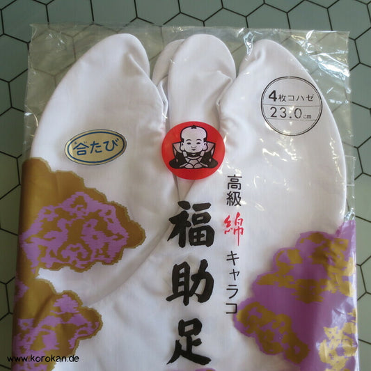 weiße Tabi Socken mit 4 Haken