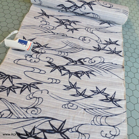 Bambus auf hellgrau Yukata Kimono Stoff