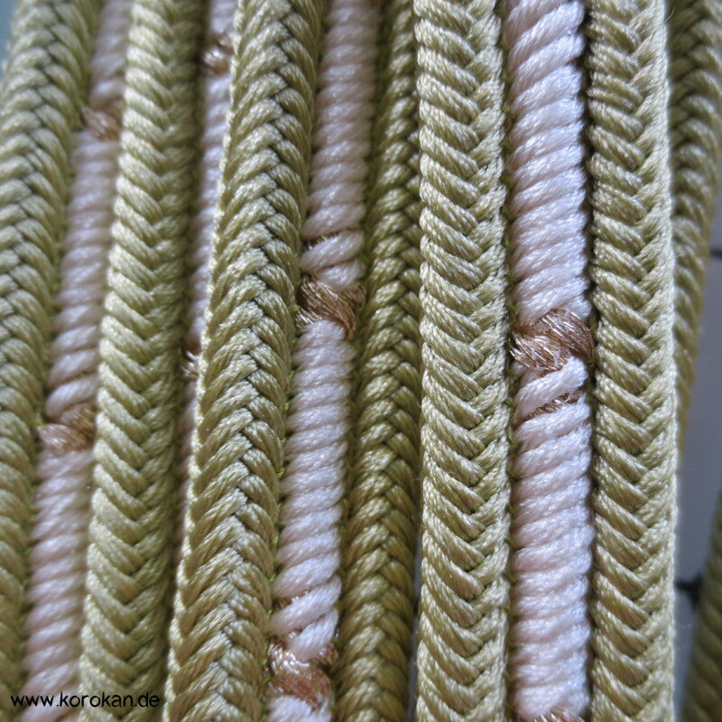 schilf weiß gold Obijime, Seide / Lurex, innenliegende Kordel, neu mit Etikett