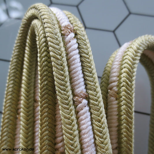 schilf weiß gold Obijime, Seide / Lurex, innenliegende Kordel, neu mit Etikett